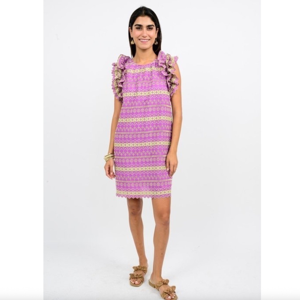 Uncle Frank Eyelet Ruffled Mini Dress